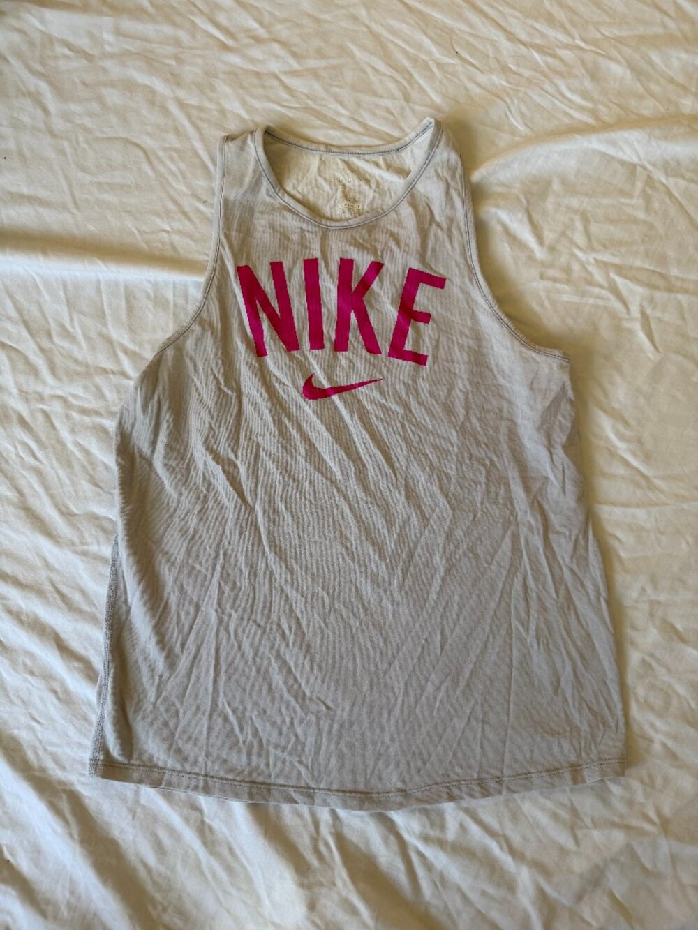 Nike Dri-FIT Gray Pink Logo Workout Tank Top Women's Athletic Gym Activewear